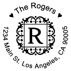 Storybook Round Letter R Monogram Stamp Sample